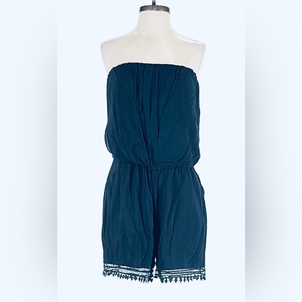 TART Romper Shorty Sleeveless Jumpsuit in Soft navy blue Challis fabric. GUC